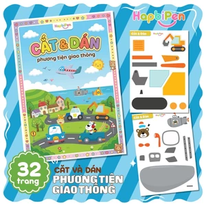 Đồ chơi tranh cắt dán cho bé với chủ đề phương tiện giao thông học liệu học tập gồm 32 trang A4 A5