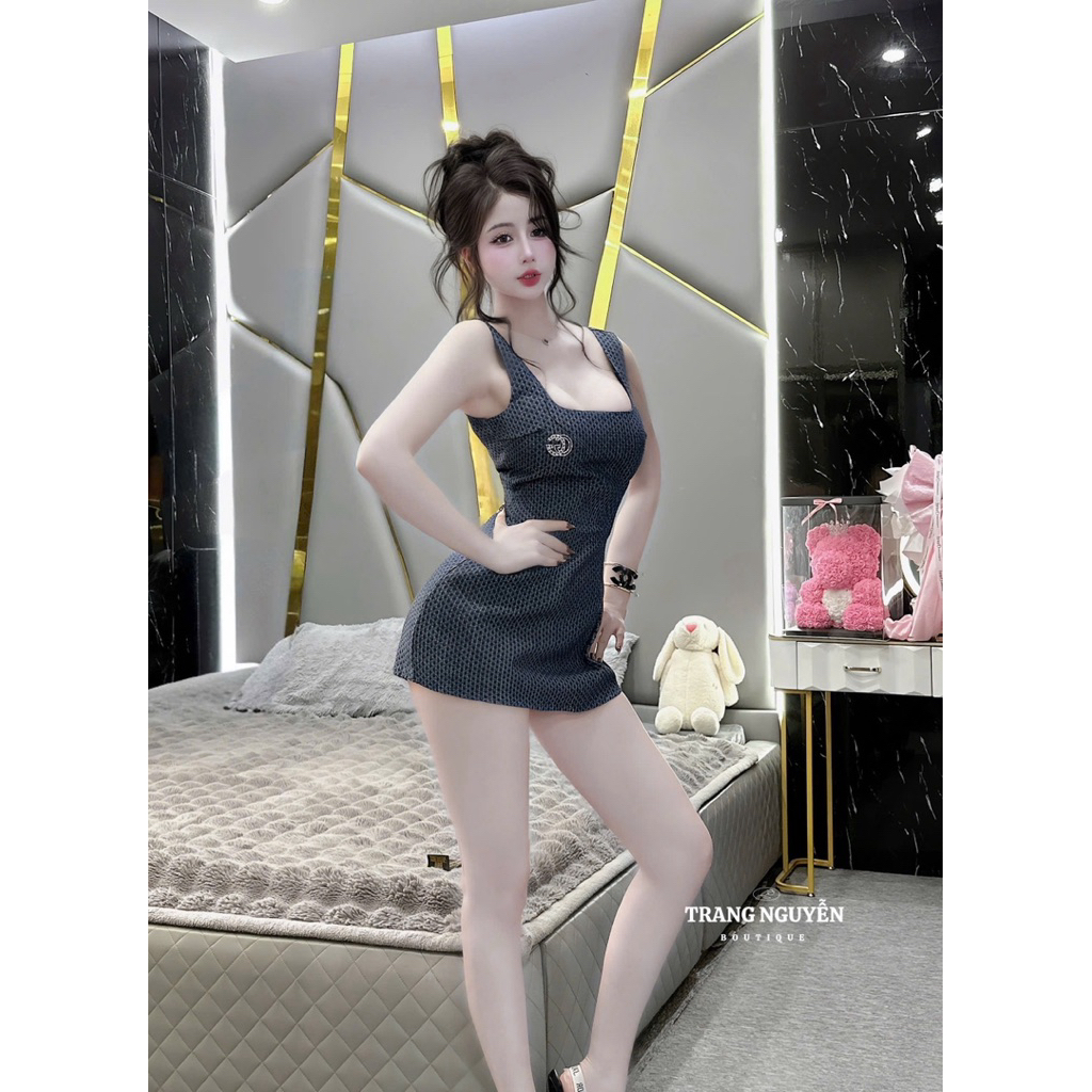 Váy jean 2 dây dạo phố siu xinh tôn dáng