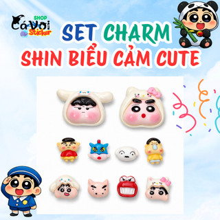 Set Charm Shin Biểu Cảm Má Hồng Siêu Cute, Shin Cosplay Ngộ Nghĩnh, Trang Trí Dép Đáng Yêu, Hot Trend 2026