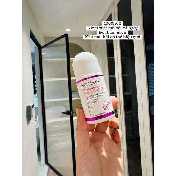 Lăn Khử Mùi Giảm Mồ Hôi Hỗ Trợ Khử Thâm Dưỡng Sáng Da Vùng Dưới Cánh Tay WHISIS Glutathione Fresh Roll On Deodorant 50ml