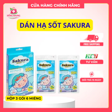 Miếng dán hạ sốt Sakura dùng cho trẻ sơ sinh và người lớn - Hộp 6 miếng dán