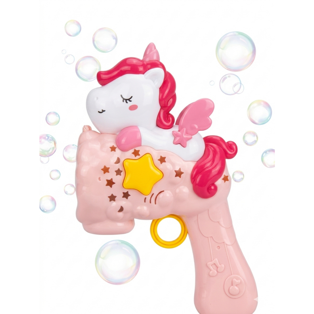 Súng Thổi Bong Bóng Kỳ Lân Unicorn Có Đèn Nhạc Kèm Dung Dịch Máy Tạo Bong Bóng Cho Bé Gái