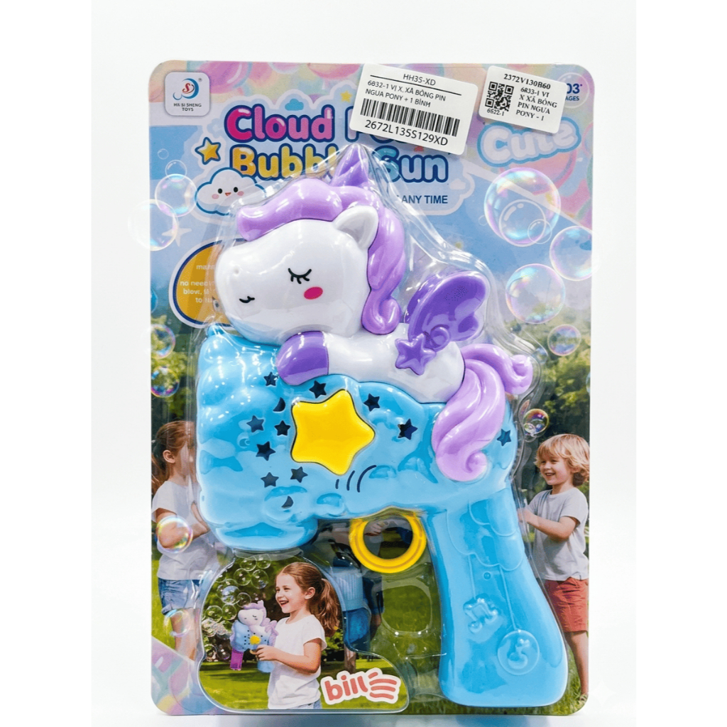 Súng Thổi Bong Bóng Kỳ Lân Unicorn Có Đèn Nhạc Kèm Dung Dịch Máy Tạo Bong Bóng Cho Bé Gái