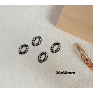 Set Charm Black Luxury Icon Cao Cấp, Charm Đen Đính Đá Sang Chảnh, Trang Trí Dép Túi Xách Phong Cách Thời Trang, Hot Tre