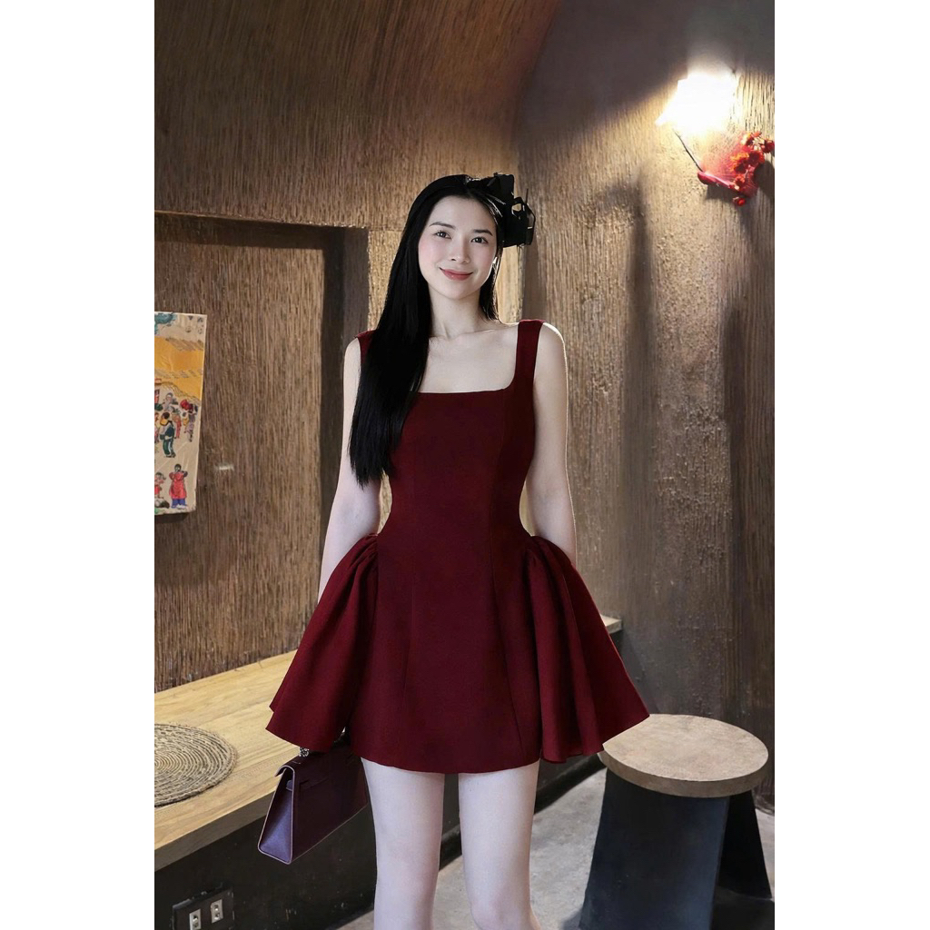 Váy 2 Dây Nữ Cup Ngực Cổ Vuông, Dáng Dài Đầm Body Hai Dây Alisa Kiểu Nữ Tính
