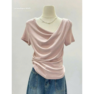 LT - Áo thun nữ cổ đổ, chất cotton zip mềm dúm vạt free size 1678