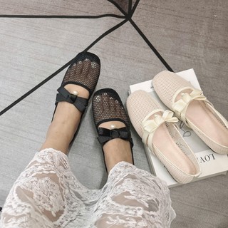 [FROM RỘNG LÙI 1SZ] Giày Bệt Lưới Phối Nơ Xinh Nhẹ Nhàng Mã T124