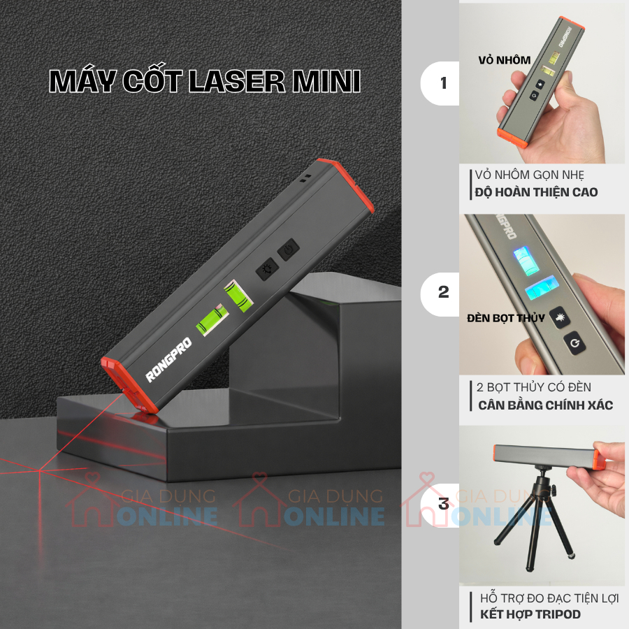 Máy bắn cốt laser mini tia chữ thập đỏ phạm vi 10-25 mét độ chính xác cao