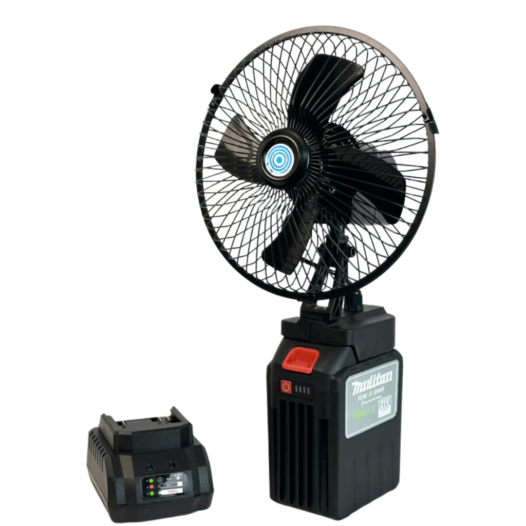 Quạt pin 8 inch có lấc xoay đảo chiều, 2 tốc độ sử dụng chân pin phổ thông 4cm, Bộ Quạt Pin MULITAN