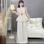 QC_ Set công sở, set áo 2 tầng dáng xoè phối quần ống rộng chất Tuyết Mưa cao cấp thanh lịch