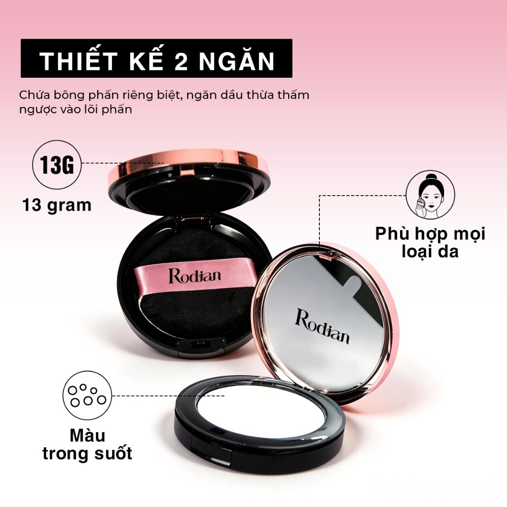 Phấn Nén Kiềm Dầu Rodian Smooth Pure 13g - Phấn Phủ Trang Điểm Mỏng Nhẹ Không Bí Da