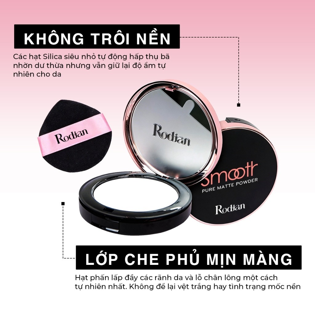 Combo Phấn Nén Kiềm Dầu Rodian Smooth Pure 13g, Xịt Khóa Nền Trang Điểm Light - Mist Setting Spray