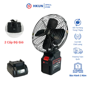 Combo quạt Pin THPRO, Quạt 8inch Lồng Sắt Chân Pin Phổ Thông 4cm, Quạt 2 Tốc Độ Gió
