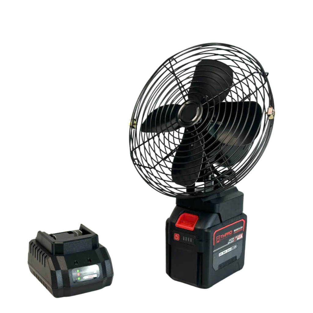 Combo quạt Pin THPRO, Quạt 8inch Lồng Sắt Chân Pin Phổ Thông 4cm, Quạt 2 Tốc Độ Gió