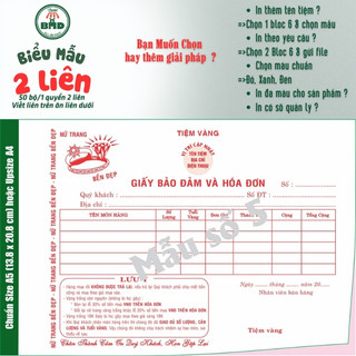 Biên Nhận tiệm vàng 2 liên-Bloc 2 (in sẵn) & Bloc 6 (chọn mẫu in tên) hoặc theo thiết kế