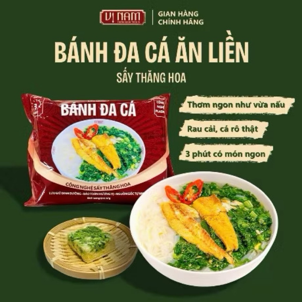 Bánh Đa Cá ăn liền - Vị Nam Foods - Mì ăn liền - Sấy thăng hoa, Tiện ích, Thơm ngon, bổ dưỡng