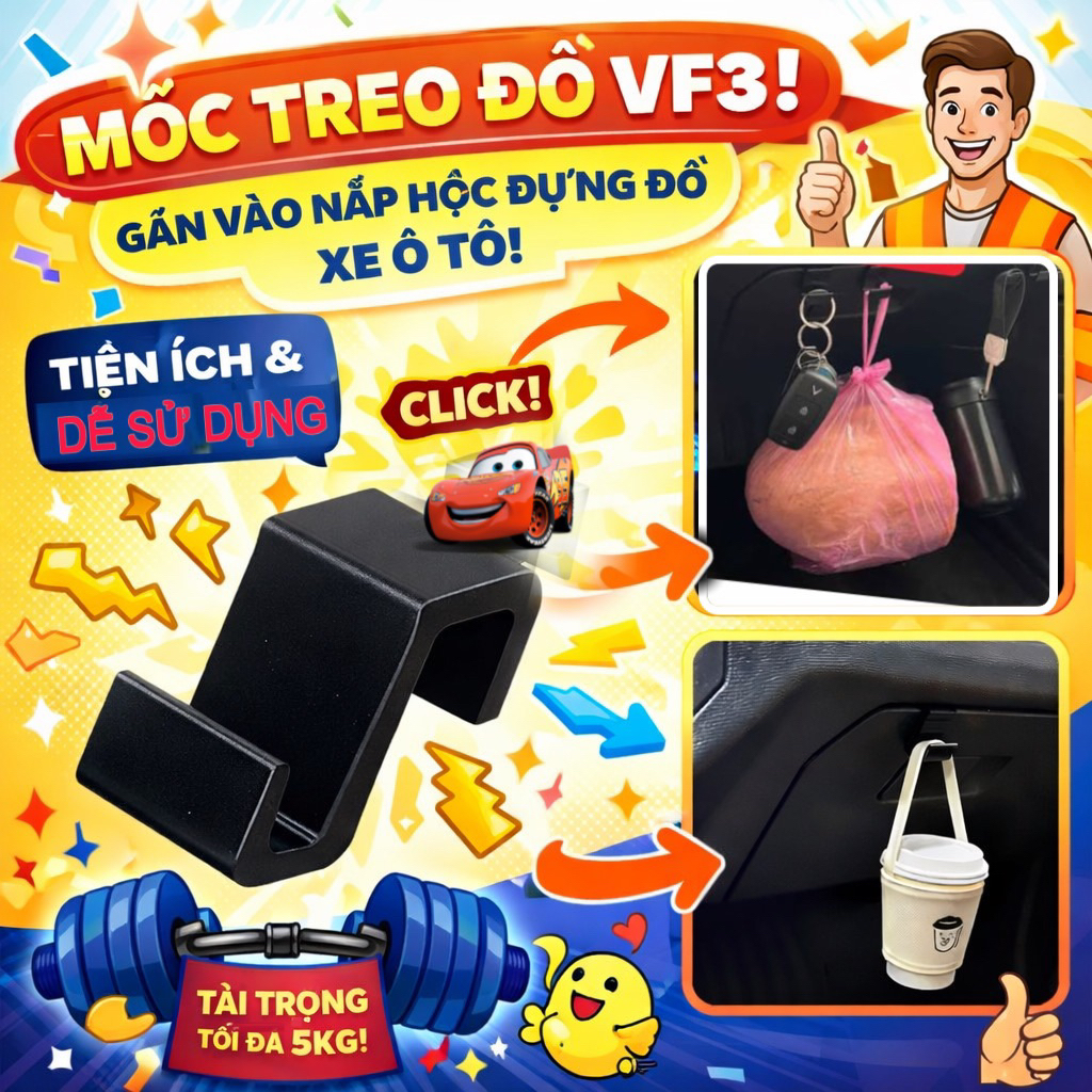 Mốc treo đồ gắn hộc đựng đồ tiện lợi dành cho Vinfast VF3