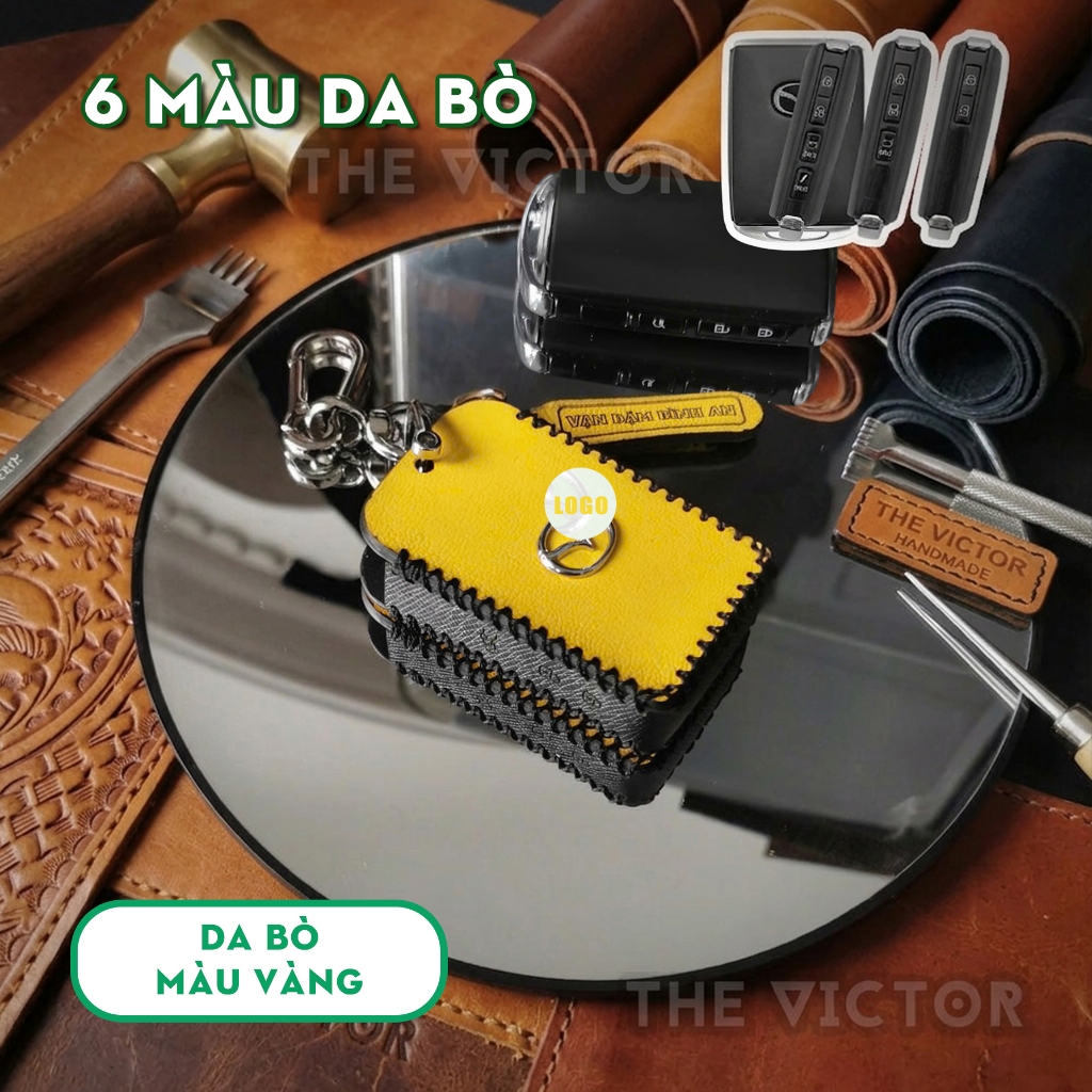 Bao Da Mazda Chìa Vuông Loại (2 nút, 3 nút, 4 nút bấm) - Da bò khâu tay
