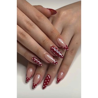 Nailbox Thiết Kế Chấm Bi Phối French Đỏ Thời Thượng, Đơn Giản và Sang Trọng, Theo Nailbox