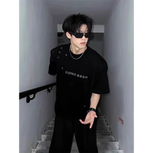 Áo Phông Nam Cổ Tròn Thêu Chữ COND SSSR - Áo Thun Tay Lỡ Đính Đá Cao Cấp Phong Cách Hiphop Underground