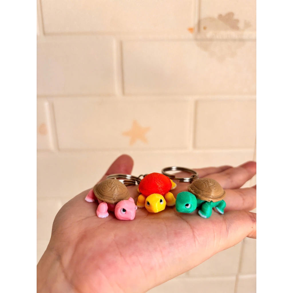 Móc Khóa Con Rùa 3D Dễ Thương - Móc Trang Trí Túi Xách, Balo, Chìa Khóa Nhựa PLA thân thiện