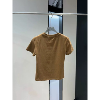 Áo phông cotton cổ tròn cộc tay hình mặt mèo kitty sơn mài gắn nơ form babytee #20351