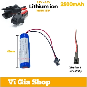 Pin Sạc 18650 3.7V 2500mAh Jack SM 2.54mm 2P Có Mạch Bảo Vệ Cho Đồ Chơi Đèn Máy Massage Vĩ Gia Shop