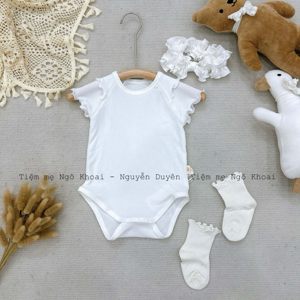 [MD236] Set cover Pee ngắn tay cánh tiên trắng kèm turban xinh yêu cho bé