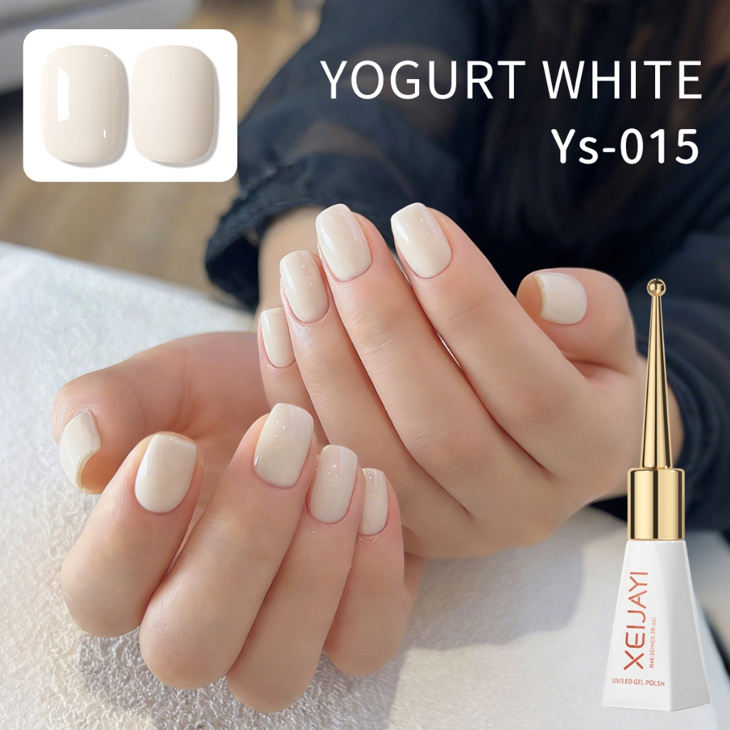 XEIJAYI 10ml - Sơn móng tay dạng gel màu trắng sữa chua cổ điển, bền màu và phù hợp cho mọi mùa.