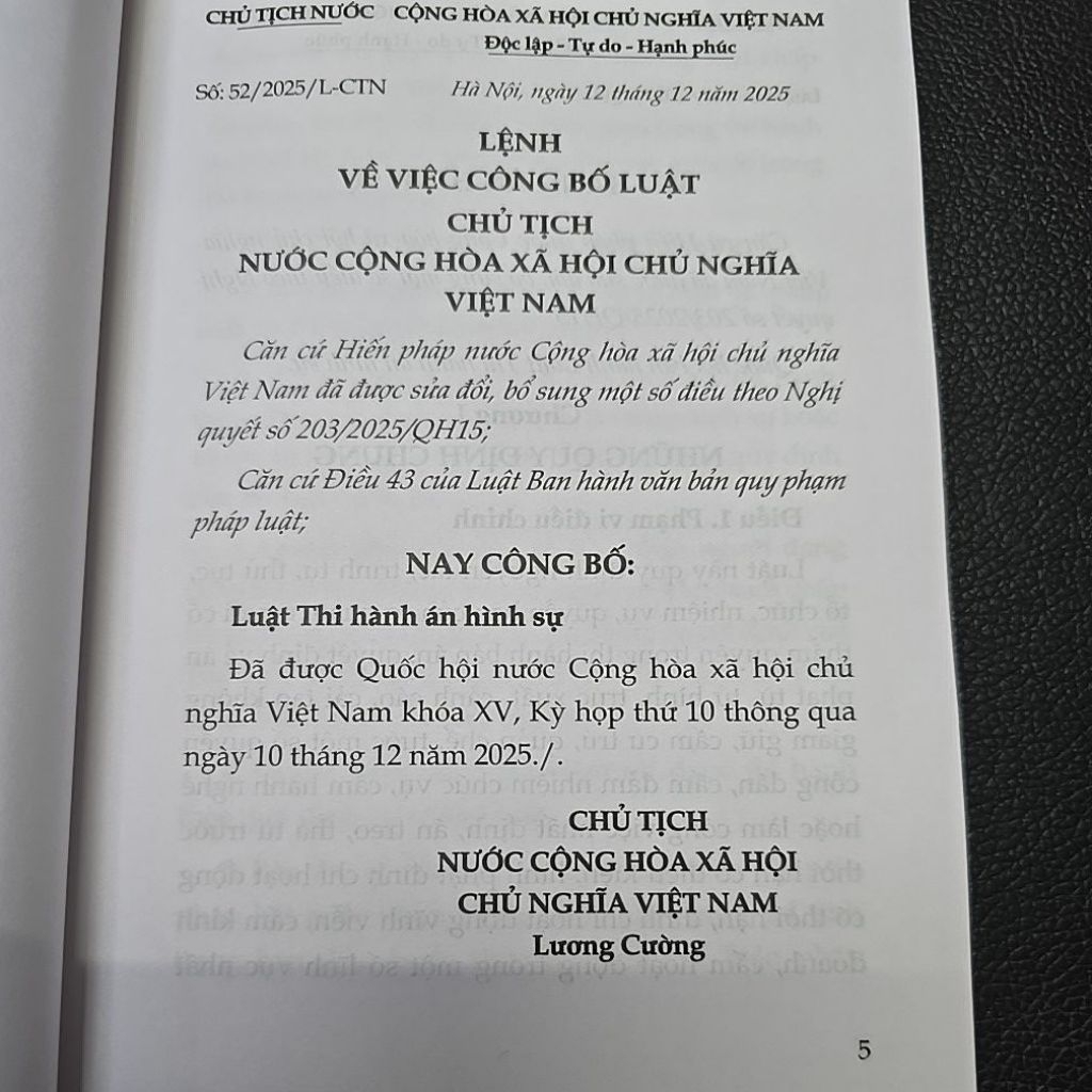 Sách - Luật thi hành án Hình sự năm 2025 (CA)