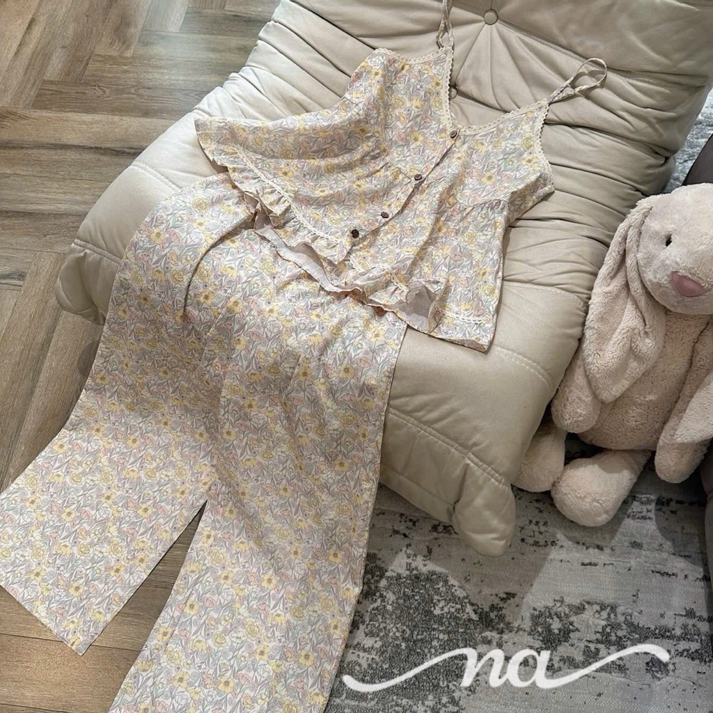 Set ngủ áo 2 dây babydoll hoa nhí mai phương bùi