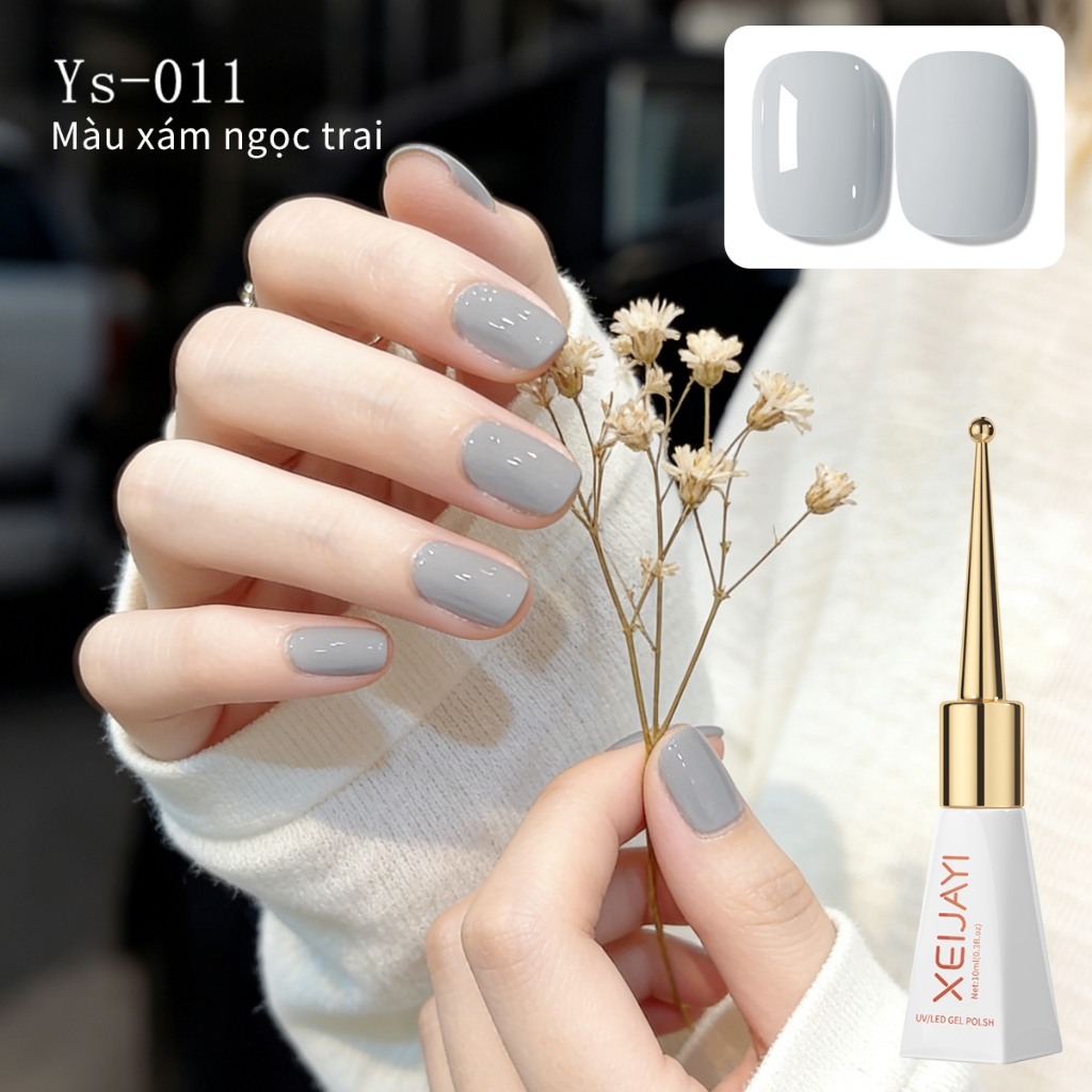 XEIJAYI 10ml - Sơn gel móng tay màu xám lạnh cổ điển, phù hợp cho salon và tự làm tại nhà.