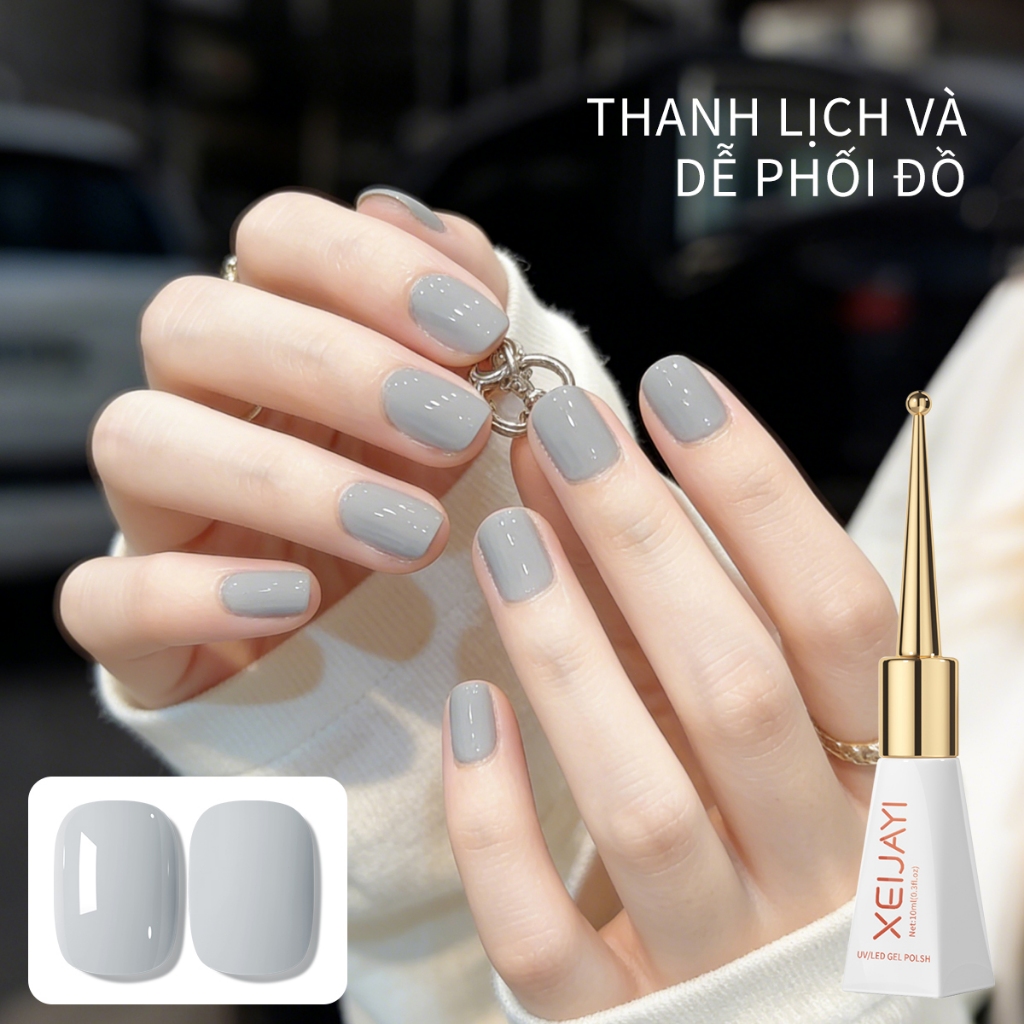 XEIJAYI 10ml - Sơn gel móng tay màu xám lạnh cổ điển, phù hợp cho salon và tự làm tại nhà.