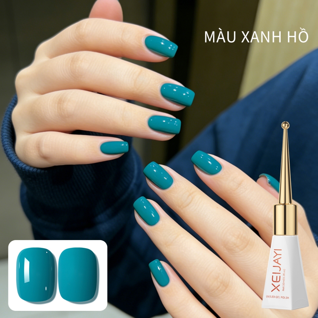 XEIJAYI 10ml - Sơn móng tay dạng gel màu xanh biển sâu mới, bền màu và thích hợp cho việc làm móng.