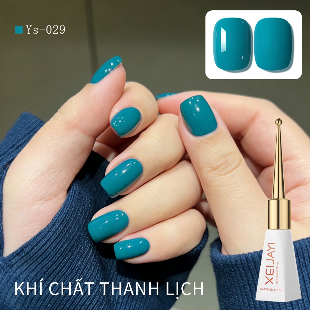 XEIJAYI 10ml - Sơn móng tay dạng gel màu xanh biển sâu mới, bền màu và thích hợp cho việc làm móng.