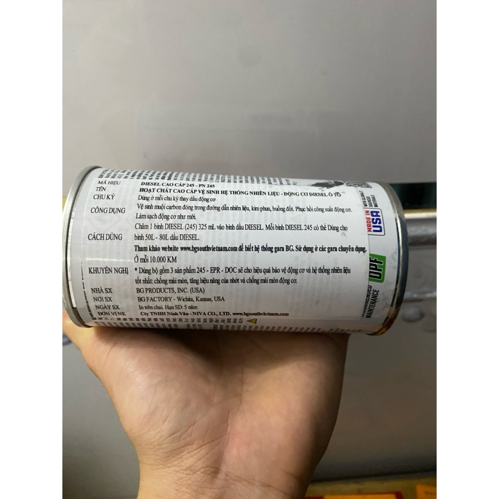 Dung Dịch Vệ Sinh Kim Phun Máy Dầu BG 245 - Làm Sạch Hệ Thống Nhiên Liệu Diesel