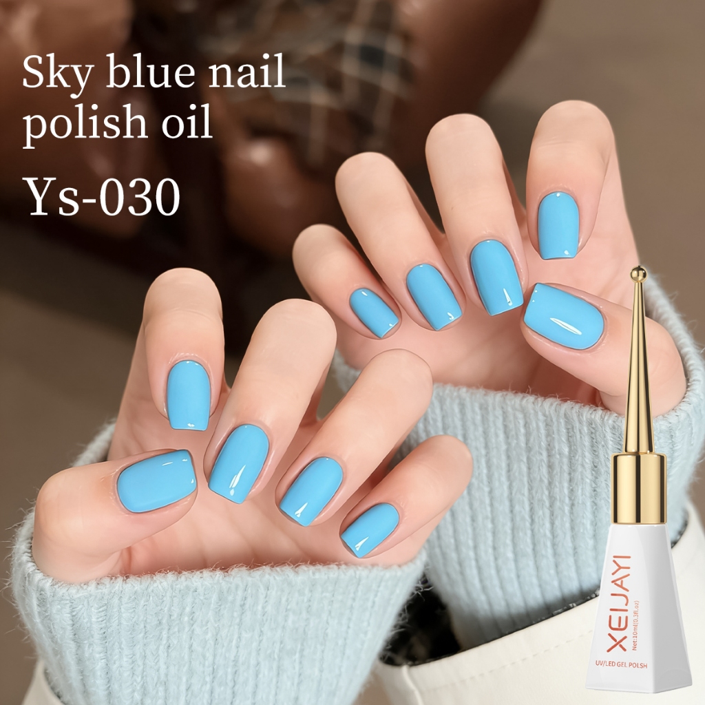 XEIJAYI 10ml - Sơn móng tay dạng gel màu xanh da trời đơn giản, phù hợp cho mọi mùa.
