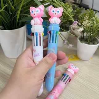 LEAFBOOK Bút Bi “10/ 8 màu sáng tạo trong một bút!” Charm hoạt hình dễ thương