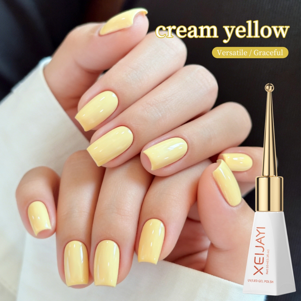 XEIJAYI 10ml - Sơn móng tay dạng gel màu vàng nhạt, màu sắc dễ thương và tươi tắn, hoàn hảo cho nghệ thuật vẽ móng.