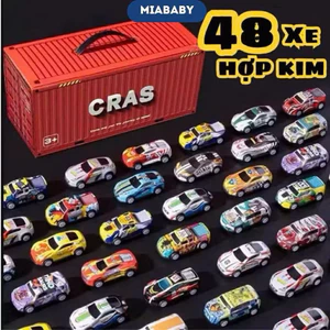 Mô Hình 48 Xe Ô Tô Đồ Chơi Bằng Hợp Kim Chạy Đà Đường Đua Hộp Đựng Hình Thùng Container Miababy