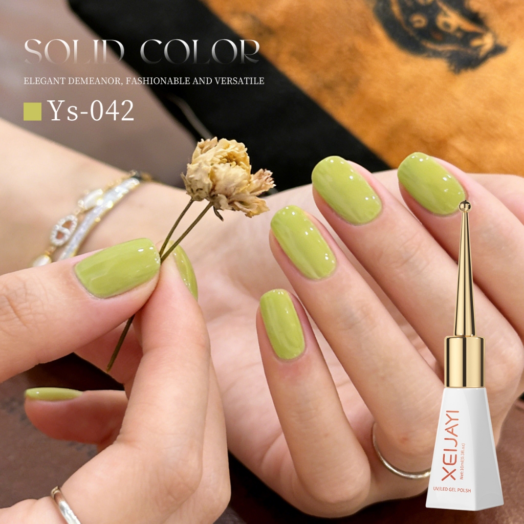 XEIJAYI 10ml - Sơn móng tay dạng gel màu xanh lá nhạt mới cho mùa hè, thích hợp sử dụng hàng ngày.