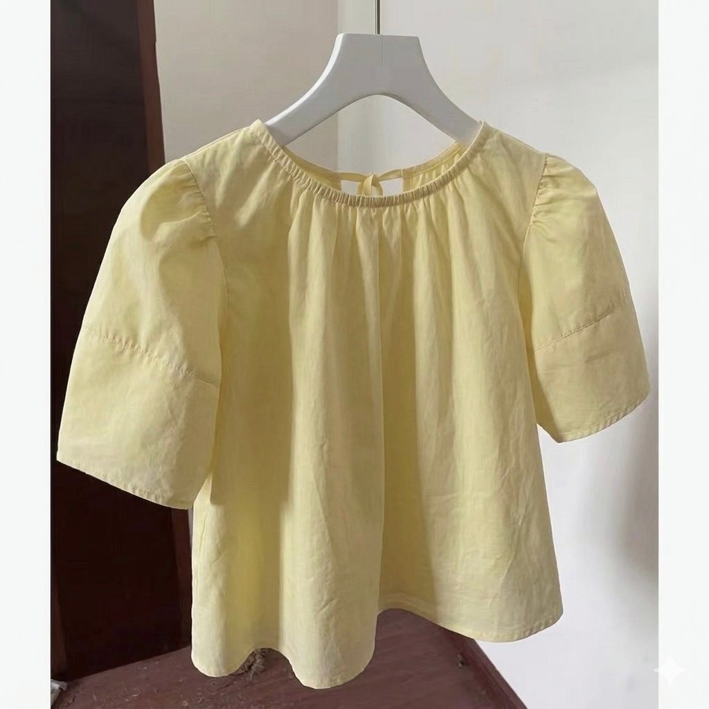 𝗧𝘂𝗻 - Áo Linen cổ tròn basic