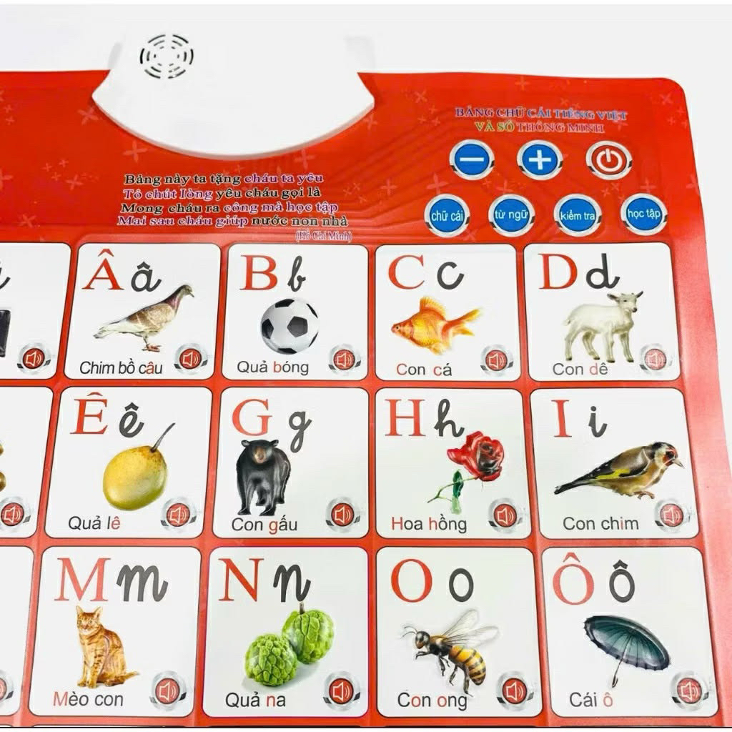 Bảng chữ cái và chữ số tiếng Việt điện tử nói treo tường cho bé