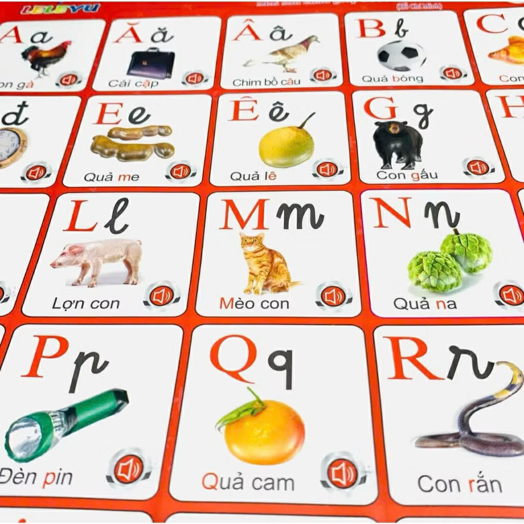 Bảng chữ cái và chữ số tiếng Việt điện tử nói treo tường cho bé