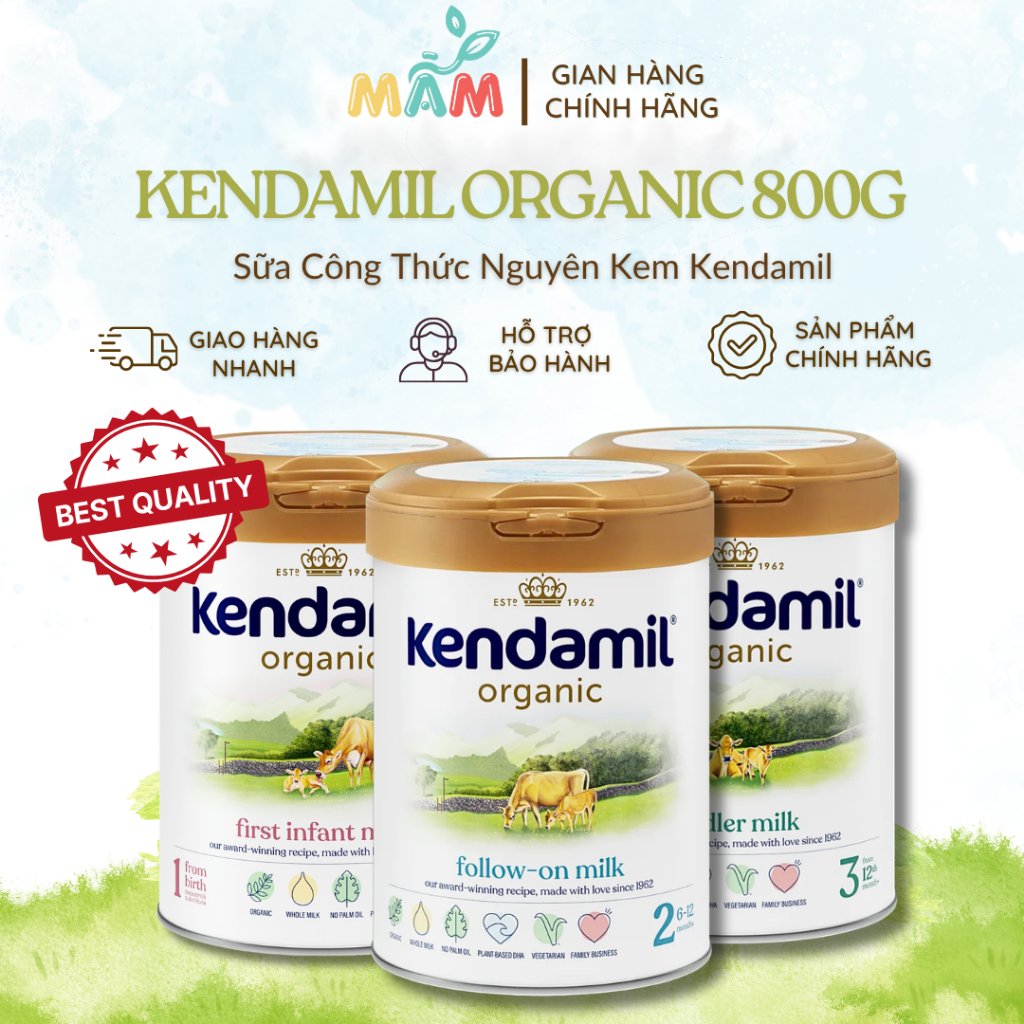 (DATE 2027) Sữa Công Thức Kendamil Organic Phát Triển Chiều Cao Trí Não Tăng Miễn Dịch Cho Trẻ 800g