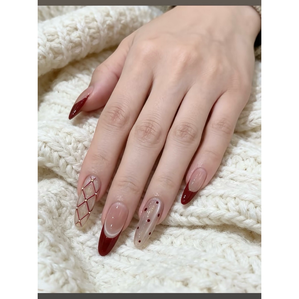Nailbox [ Mã N47 ] Nail Đỏ Mắt Mèo từ Hạt Gạo Thiết Kế Sang Trọng và Tinh Tế