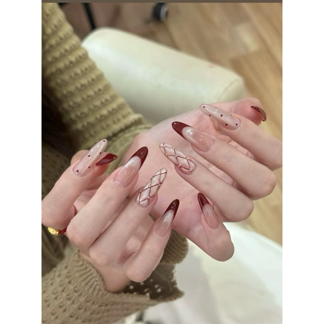 Nailbox [ Mã N47 ] Nail Đỏ Mắt Mèo từ Hạt Gạo Thiết Kế Sang Trọng và Tinh Tế