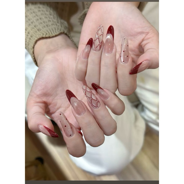 Nailbox [ Mã N47 ] Nail Đỏ Mắt Mèo từ Hạt Gạo Thiết Kế Sang Trọng và Tinh Tế
