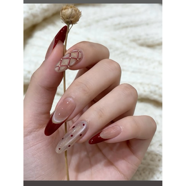 Nailbox [ Mã N47 ] Nail Đỏ Mắt Mèo từ Hạt Gạo Thiết Kế Sang Trọng và Tinh Tế