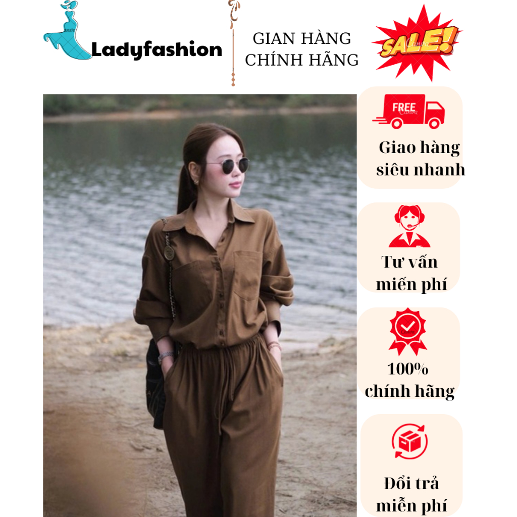 [ Hình Thật ] Jumpsuit Nâu Dài Nữ Thanh Lịch – Jum Ống Rộng Thắt Eo Tôn Dáng Thời Trang Cao Cấp Sang chảnh